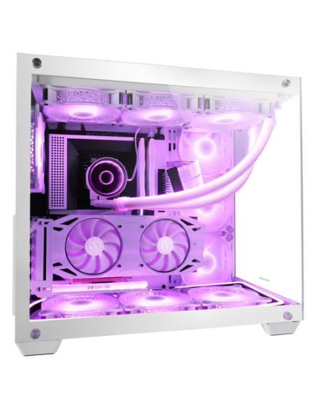 Mars Gaming MCV4 Blanco, Torre Gaming Custom XXL E-ATX, Ventana Cristal Templado Lateral y Frontal Sin Marco, Estructura Modular