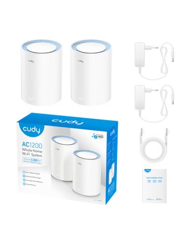 Cudy M1200 2-PACK sistema Wi-Fi Mesh (Wi-Fi en malla) Doble banda (2,4 GHz / 5 GHz) Wi-Fi 5 (802.11ac) Blanco 1 Interno