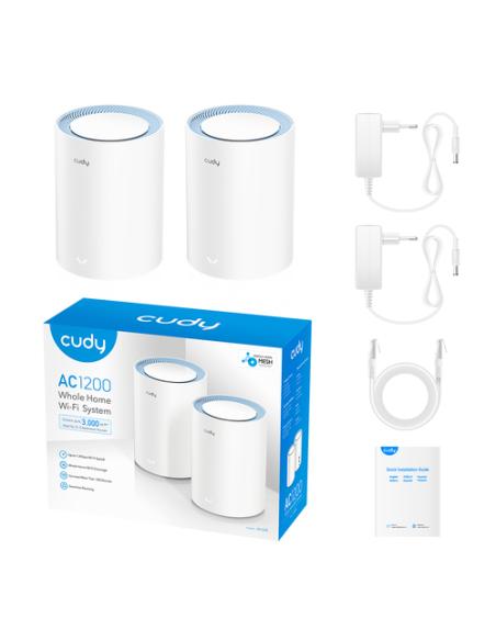 Cudy M1200 2-PACK sistema Wi-Fi Mesh (Wi-Fi en malla) Doble banda (2,4 GHz / 5 GHz) Wi-Fi 5 (802.11ac) Blanco 1 Interno