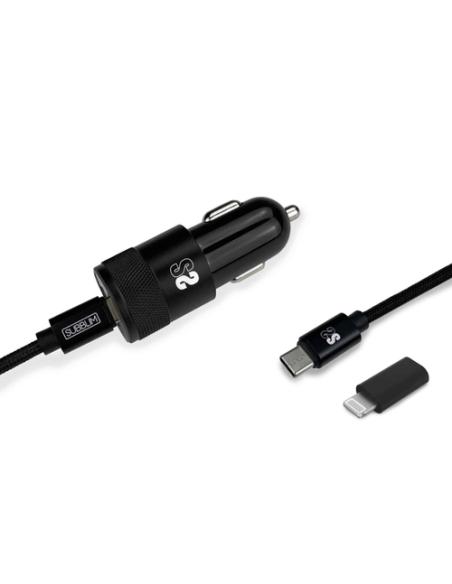 SUBBLIM SUBCHG-5CPD11 cargador de dispositivo móvil Smartphone Negro Encendedor de cigarrillos, USB Carga rápida Auto