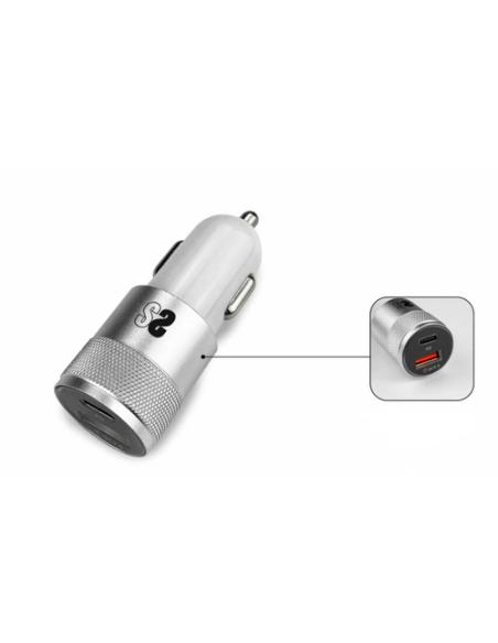 SUBBLIM SUBCHG-5CPD10 cargador de dispositivo móvil Smartphone Plata Encendedor de cigarrillos, USB Carga rápida Auto