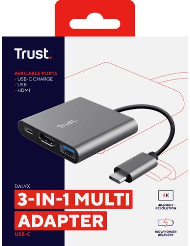 Trust Dalyx USB 3.2 Gen 1 (3.1 Gen 1) Type-C Aluminio, Negro