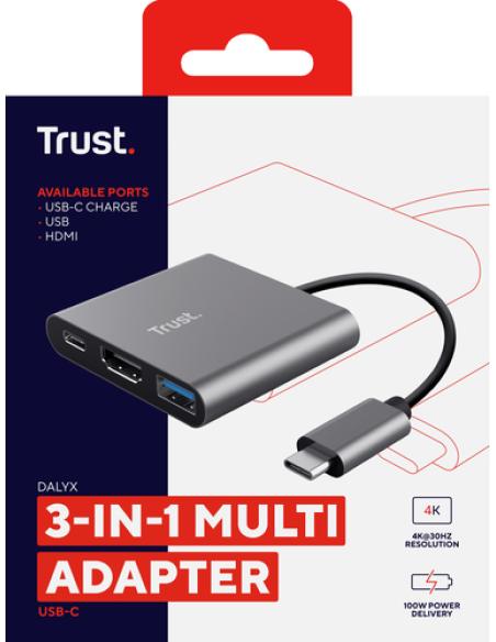 Trust Dalyx USB 3.2 Gen 1 (3.1 Gen 1) Type-C Aluminio, Negro
