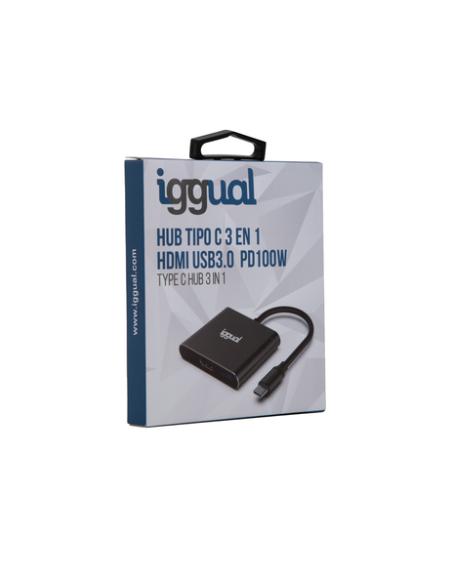 iggual Hub tipo C 3 en 1 HDMI USB3.0 PD100W