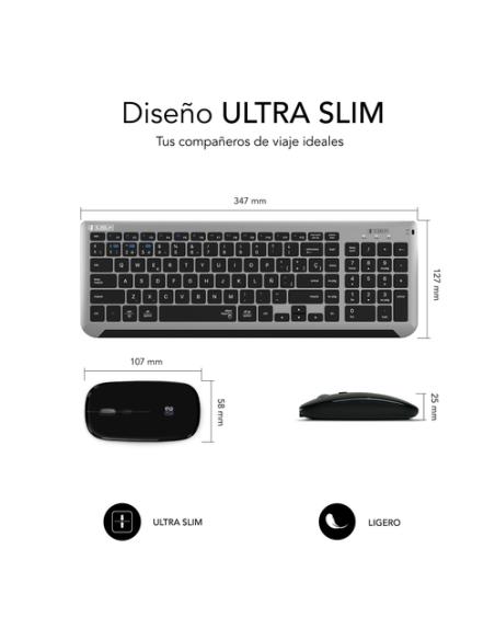 SUBBLIM Teclado con Ratón Bluetooth + 2.4G Combo Dual Prestige Extendido Gris/Negro