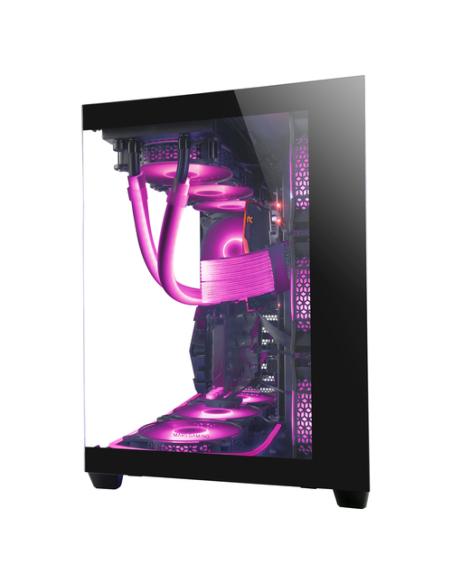 Mars Gaming MCV4 Negra, Torre Gaming Custom XXL E-ATX, Ventana Cristal Templado Lateral y Frontal Sin Marco, Estructura Modular 