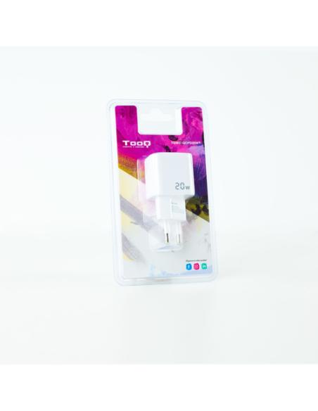 TooQ Cargador de Pared USB-C/PD + USB-A/QC 20W, Blanco