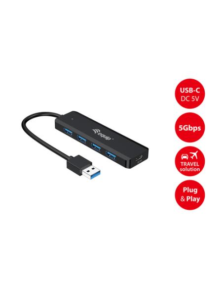 Equip 128959 hub de interfaz USB 3.2 Gen 1 (3.1 Gen 1) Type-A 5000 Mbit/s Negro