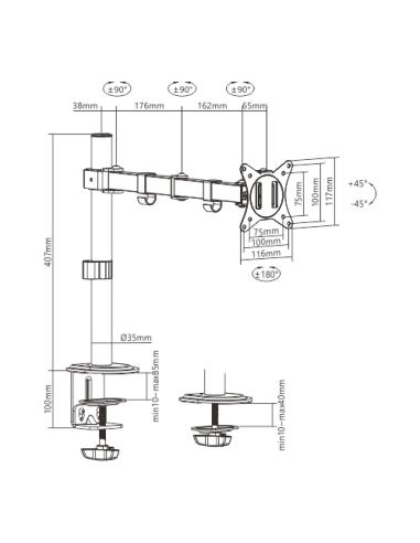 Gembird MA-D1-01 soporte para monitor 81,3 cm (32") Escritorio Negro