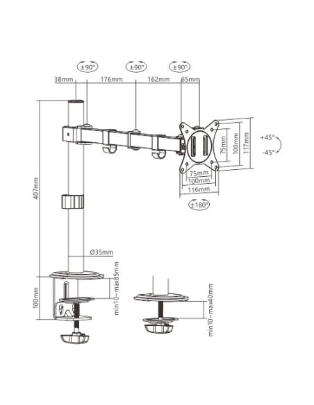 Gembird MA-D1-01 soporte para monitor 81,3 cm (32") Escritorio Negro