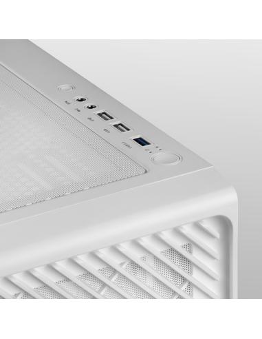 Mars Gaming MC-F, Semitorre Gaming ATX, Ventana Completa Cristal Templado, Frontal Metal-Mesh, 4X Ventiladores ARGB 120mm, Blanc