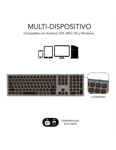 SUBBLIM Teclado Bluetooth/2.4G Master iluminado Ext G/N