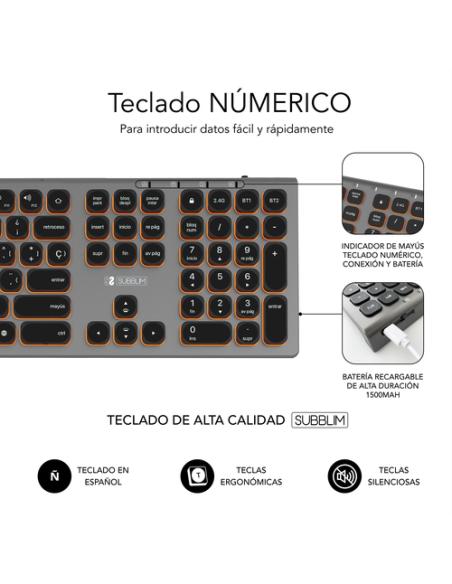 SUBBLIM Teclado Bluetooth/2.4G Master iluminado Ext G/N