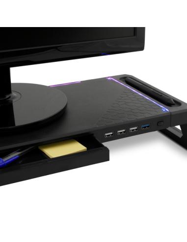 Deep Gaming DEEPGAMING SOPORTE PARA MONITOR CON HUB 4USB + ILUMINACION RGB