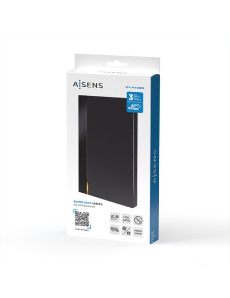AISENS Caja Externa 2,5″ ASE-2524B 9.5mm SATA a USB 3.0/USB3.1 Gen1, Negra