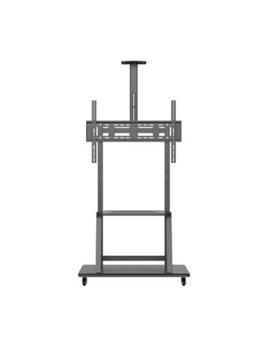 AISENS Soporte de Suelo ECO con Rueda, Bandeja para DVD y Soporte de Cámara para Monitor/TV 150Kg de 37-100, Negro