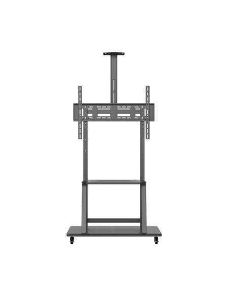 AISENS Soporte de Suelo ECO con Rueda, Bandeja para DVD y Soporte de Cámara para Monitor/TV 150Kg de 37-100, Negro