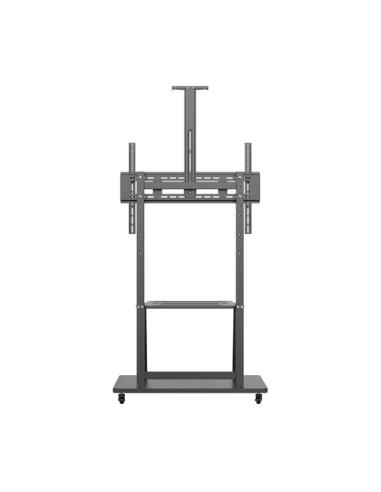 AISENS Soporte de Suelo ECO con Rueda, Bandeja para DVD y Soporte de Cámara para Monitor/TV 150Kg de 37-100, Negro