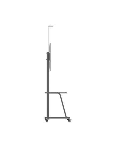 AISENS Soporte de Suelo ECO con Rueda, Bandeja para DVD y Soporte de Cámara para Monitor/TV 150Kg de 37-100, Negro
