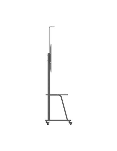 AISENS Soporte de Suelo ECO con Rueda, Bandeja para DVD y Soporte de Cámara para Monitor/TV 150Kg de 37-100, Negro