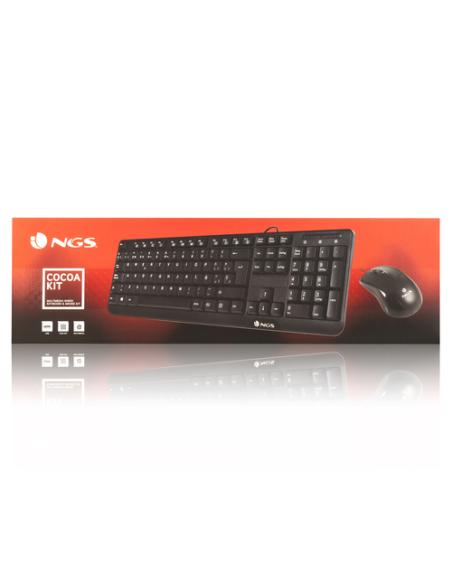 NGS Cocoa Kit, QWERTY, PT teclado Ratón incluido Universal USB Portugués Negro