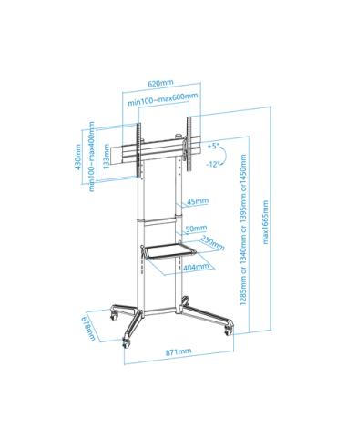 TooQ RAMSÉS Soporte de Suelo con Ruedas para Pantallas 37"- 70", Negro
