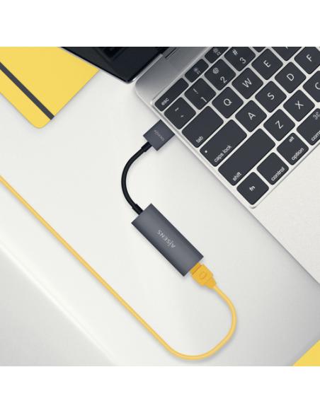 AISENS Conversor USB 3.0 A Ethernet Gigabit 10/100/1000 Mbps, Gris, 15cm
