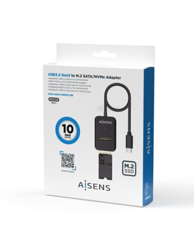 AISENS USB-C Dock M.2 (NGFF) ASUC-M2D011-BK SATA/NVMe A USB3.1 Gen2, Negra