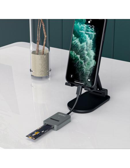 AISENS USB-C Dock M.2 (NGFF) ASUC-M2D012-GR SATA/NVMe A USB3.1 Gen2, Gris