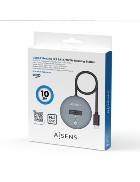 AISENS USB-C Dock M.2 (NGFF) ASUC-M2D014-GR SATA/NVMe A USB3.1 Gen2, Gris