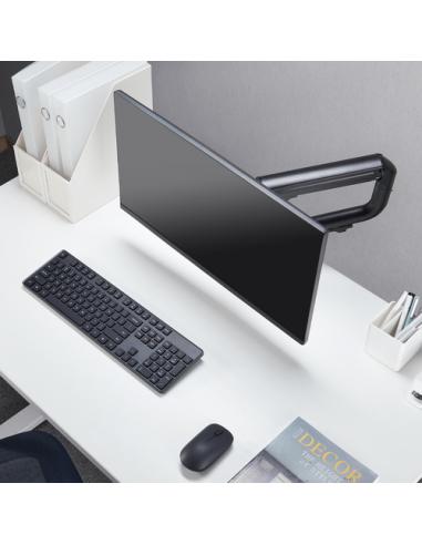 AISENS Soporte de Mesa ECO Contrapeso Giratorio e Inclinable para Monitor/TV 8Kg (3 Pivotes, 1 Brazo) de 17-32, Negro