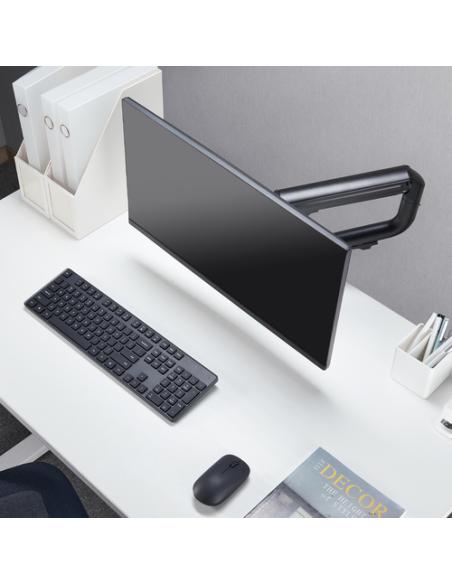 AISENS Soporte de Mesa ECO Contrapeso Giratorio e Inclinable para Monitor/TV 8Kg (3 Pivotes, 1 Brazo) de 17-32, Negro