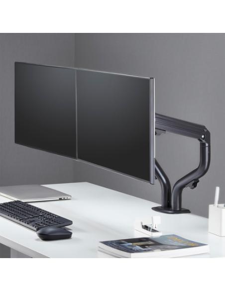 AISENS Soporte de Mesa ECO Contrapeso Giratorio e Inclinable para Monitor/TV 8Kg (3 Pivotes, 2 Brazos) de 17-32, Negro