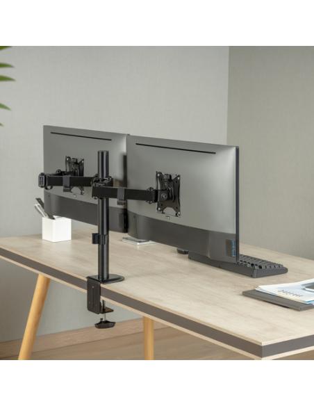 AISENS Soporte de Mesa ECO Giratorio e Inclinable para Monitor/TV 9Kg (3 Pivotes, 2 Brazos) de 17-32, Negro