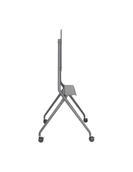 AISENS Soporte De Suelo Pro Con Rueda, 1 Bandeja Para Pantalla Interactiva/TV 120kg De 50-86, Negro