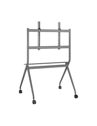 AISENS Soporte De Suelo Pro Con Rueda, 1 Bandeja Para Pantalla Interactiva/TV 120kg De 50-86, Negro