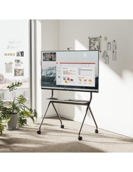 AISENS Soporte De Suelo Pro Con Rueda, 1 Bandeja Para Pantalla Interactiva/TV 120kg De 50-86, Negro