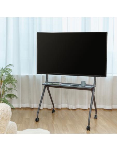 AISENS Soporte De Suelo Pro Con Rueda, 1 Bandeja Para Pantalla Interactiva/TV 120kg De 50-86, Negro