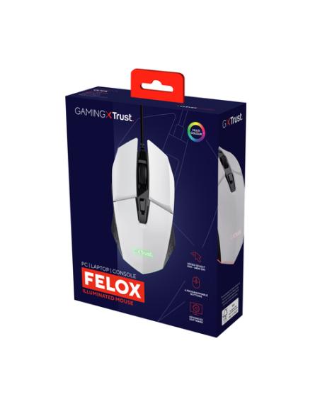 Trust GXT 109W Felox ratón Juego mano derecha USB tipo A Óptico 6400 DPI