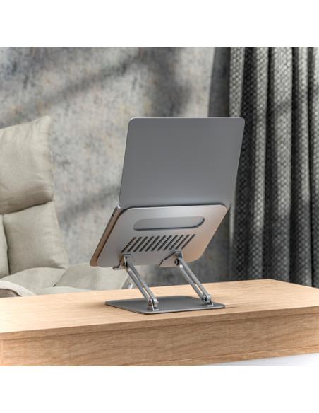 AISENS Soporte de Sobremesa XL 10-17 Ajustable para Portatil / Tablet, Plata