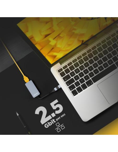 AISENS Conversor USB3.2 Gen1 USB-A+USB-C a Ethernet 2.5G 10/100/1000/2500 Mbps, Gris, 15cm