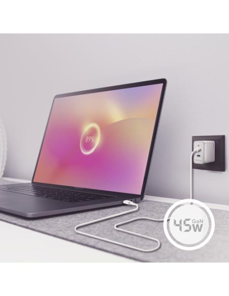 AISENS Cargador Gan 45W, 2xUSB-C PD3.0 QC4.0, Blanco