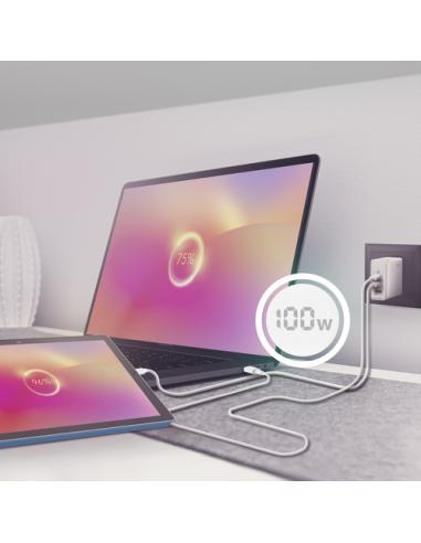 AISENS Cargador Gan 100W, 2xUSB-C PD3.0 QC4.0 QC5.0, 1xUSB-A QC3.0, Blanco