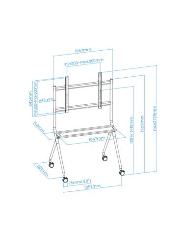 TooQ iSTAND Soporte de Suelo con Ruedas para Pantallas 50"- 86", Gris