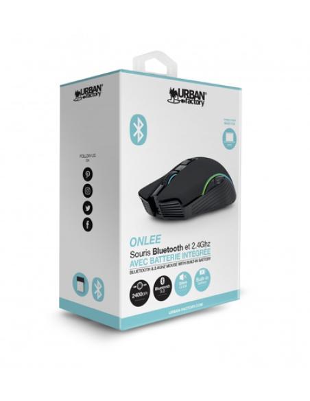 Urban Factory Onlee ratón Juego Ambidextro RF Wireless + Bluetooth Óptico 2400 DPI