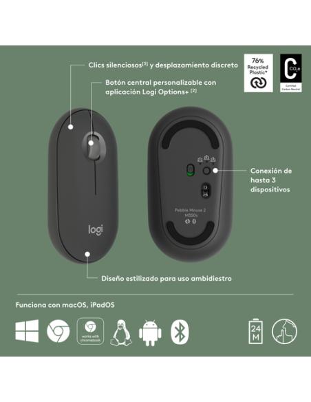 Logitech 910-007015 ratón Viajes Ambidextro RF Wireless + Bluetooth Óptico 4000 DPI