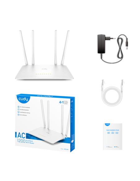 Cudy WR1200 router inalámbrico Ethernet rápido Doble banda (2,4 GHz / 5 GHz) Blanco