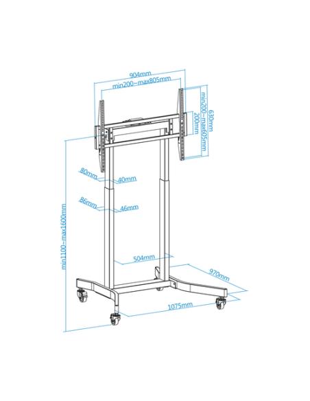 TooQ LUX Soporte de Suelo con Ruedas y Regulación Eléctrica de Altura para Pantallas 55"-100", Negro