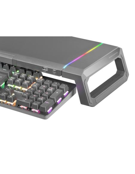 Mars Gaming MGS-ONE Negro, Soporte Monitor RGB Chroma, Tamaño Ajustable, Soporte Smartphone y Tablet, USB Frontal 2.0
