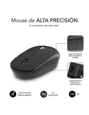 SUBBLIM Alfombrilla con Ratón Harmony Pack Mousepad XL + Wireless Mouse Black